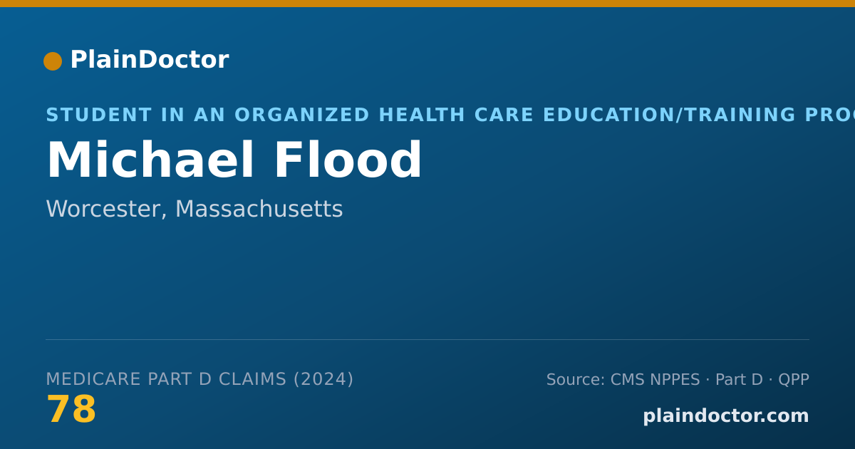Shareable card for Michael Flood - Student in an Organized Health Care Education/Training Program, Worcester, MA
