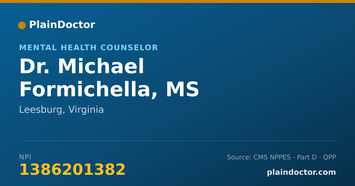 Shareable card for Michael Formichella, MS - Mental Health Counselor, Leesburg, VA
