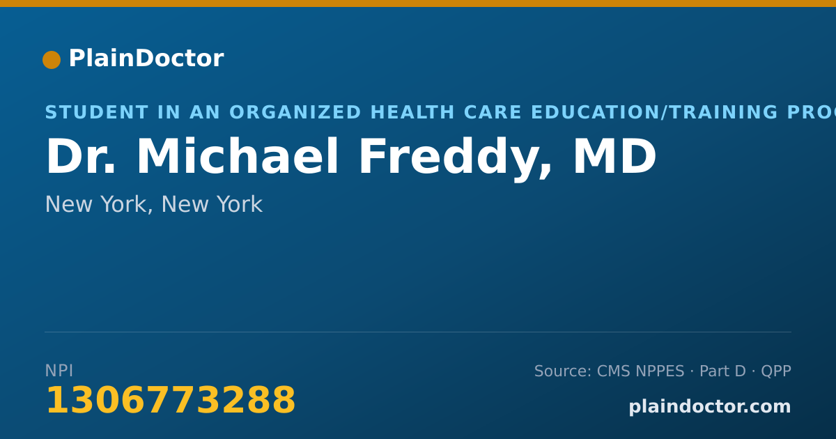 Shareable card for Michael Freddy, MD - Student in an Organized Health Care Education/Training Program, New York, NY