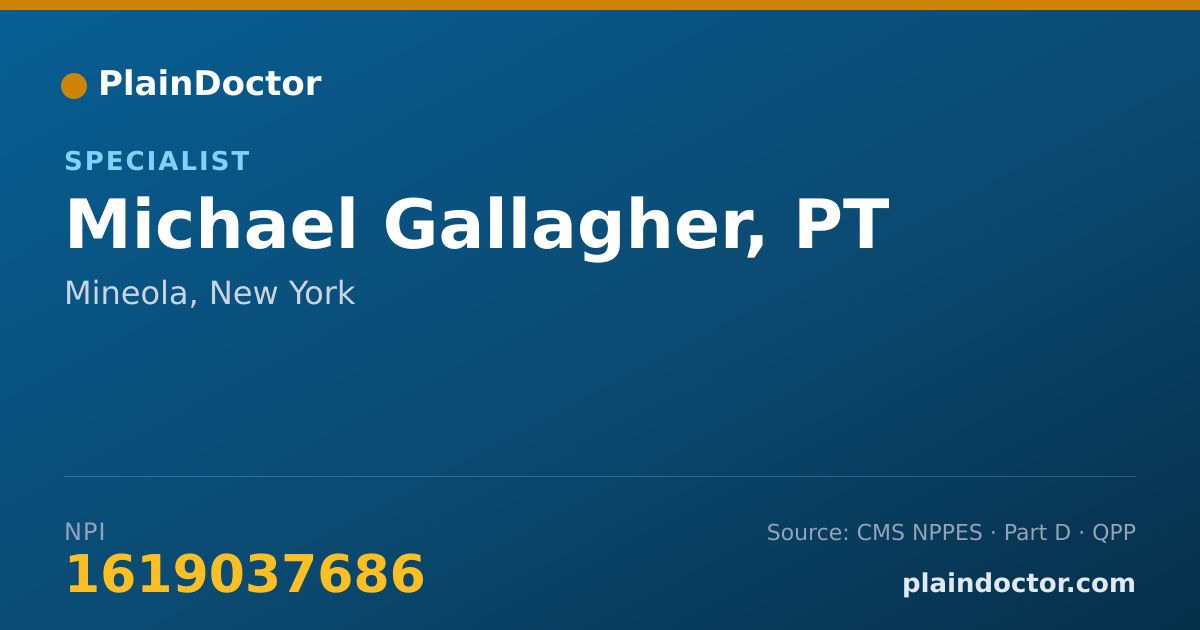 Shareable card for Michael Gallagher, PT - Specialist, Mineola, NY
