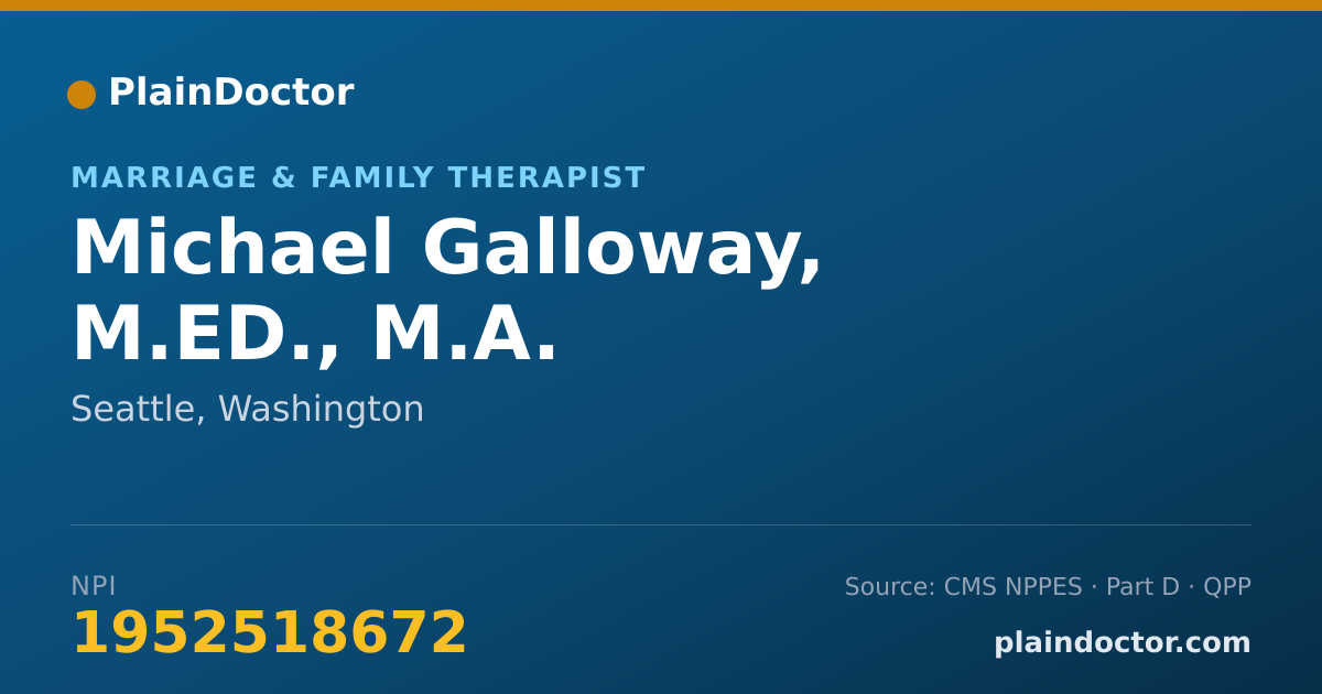 Shareable card for Michael Galloway, M.ED., M.A. - Marriage & Family Therapist, Seattle, WA