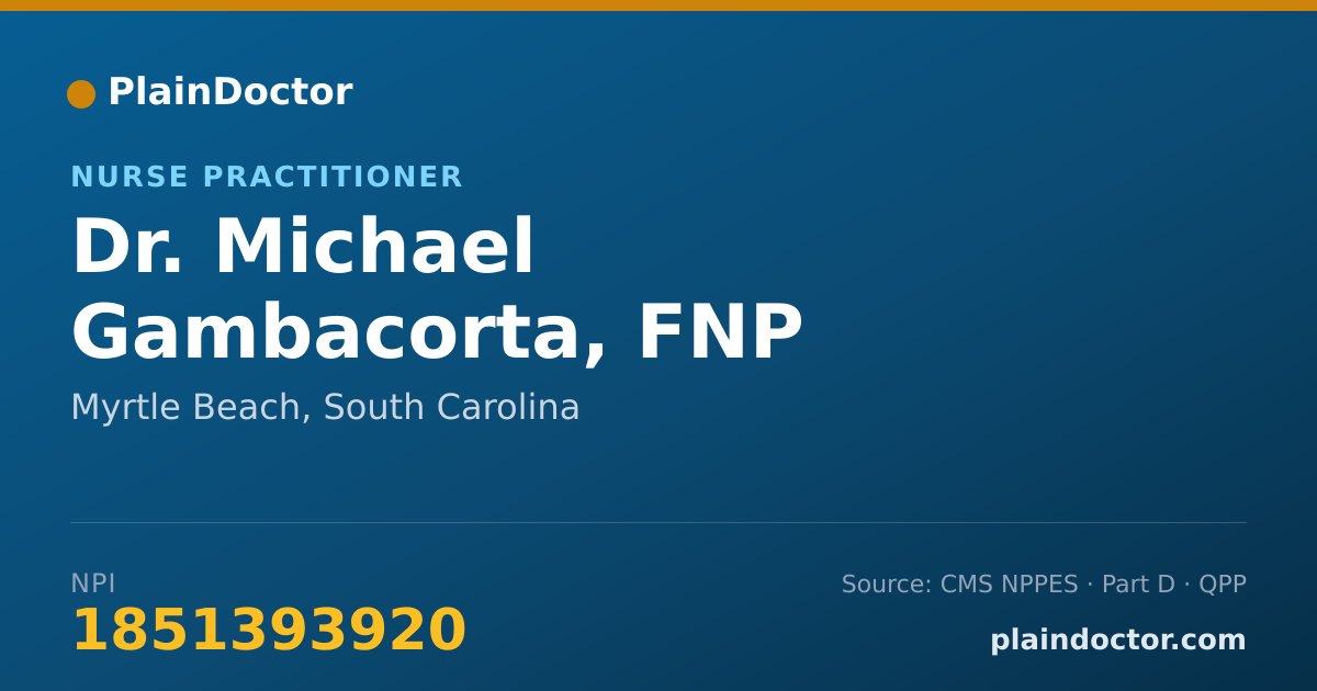Shareable card for Michael Gambacorta, FNP - Nurse Practitioner, Myrtle Beach, SC