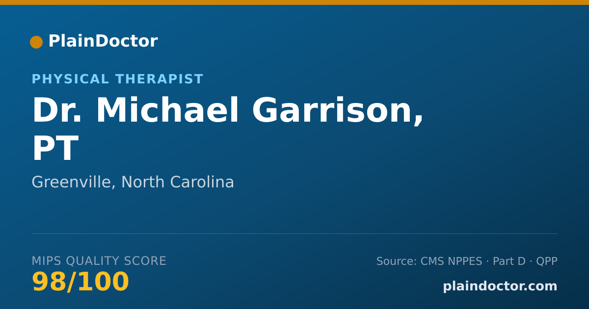 Shareable card for Michael Garrison, PT - Physical Therapist, Greenville, NC