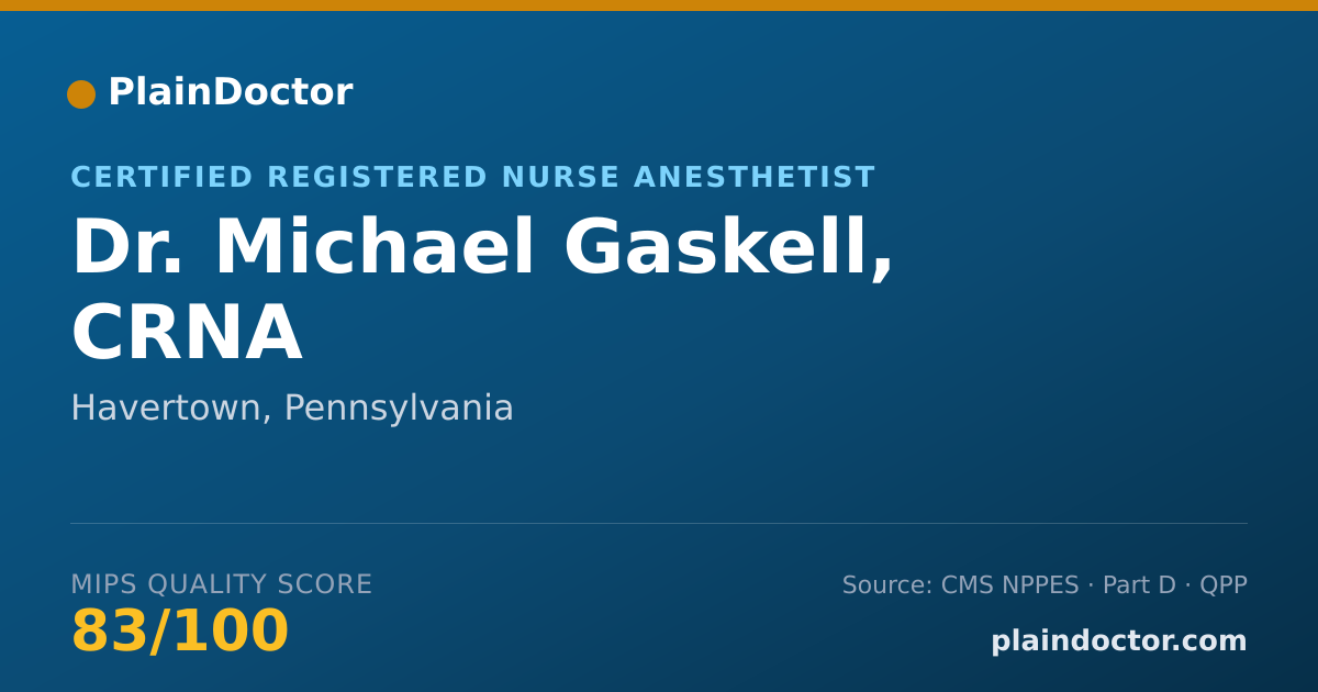 Shareable card for Michael Gaskell, CRNA - Certified Registered Nurse Anesthetist, Havertown, PA
