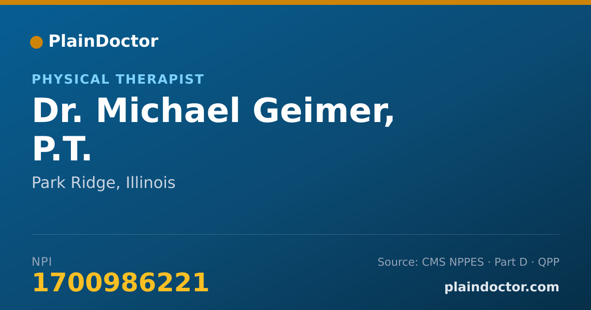 Shareable card for Michael Geimer, P.T. - Physical Therapist, Park Ridge, IL
