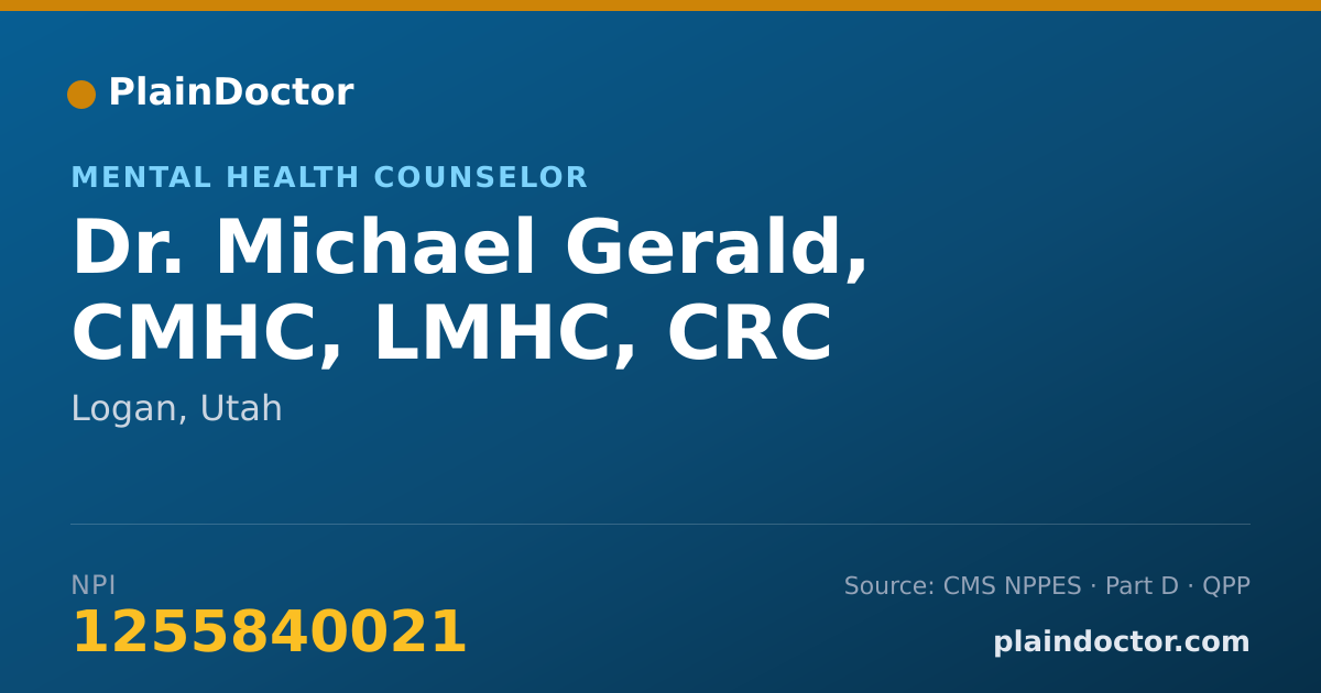 Shareable card for Michael Gerald, CMHC, LMHC, CRC - Mental Health Counselor, Logan, UT