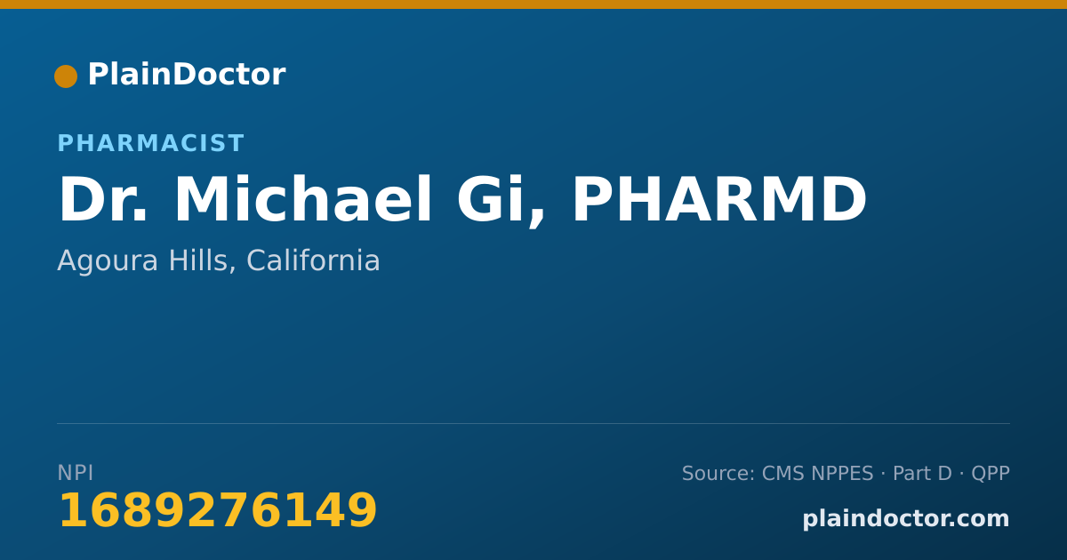 Shareable card for Michael Gi, PHARMD - Pharmacist, Agoura Hills, CA