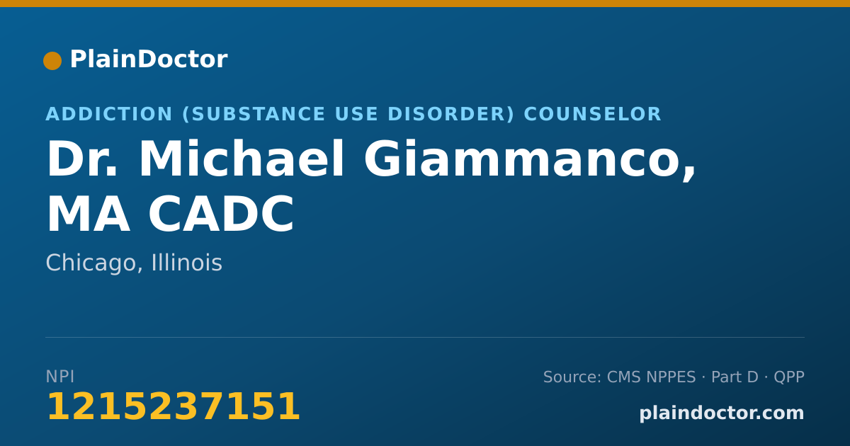 Shareable card for Michael Giammanco, MA CADC - Addiction (Substance Use Disorder) Counselor, Chicago, IL