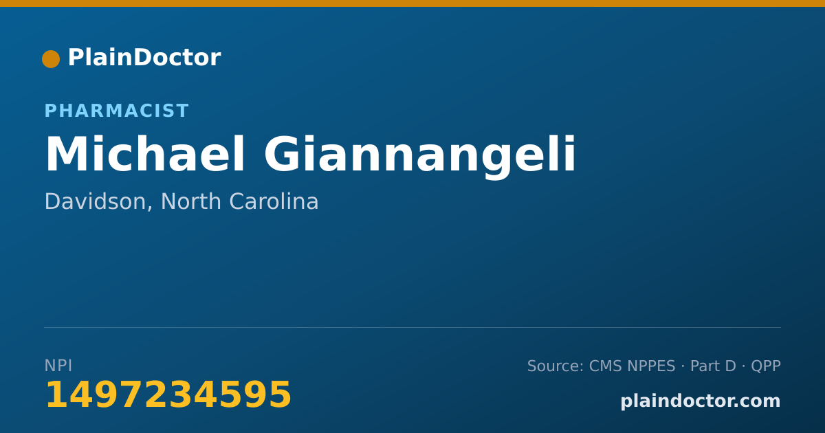 Shareable card for Michael Giannangeli - Pharmacist, Davidson, NC