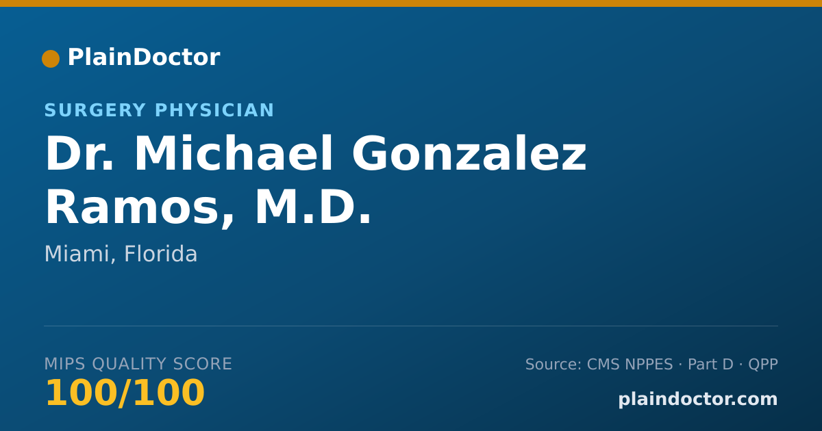 Shareable card for Michael Gonzalez Ramos, M.D. - Surgery Physician, Miami, FL