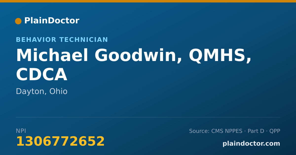 Shareable card for Michael Goodwin, QMHS, CDCA - Behavior Technician, Dayton, OH