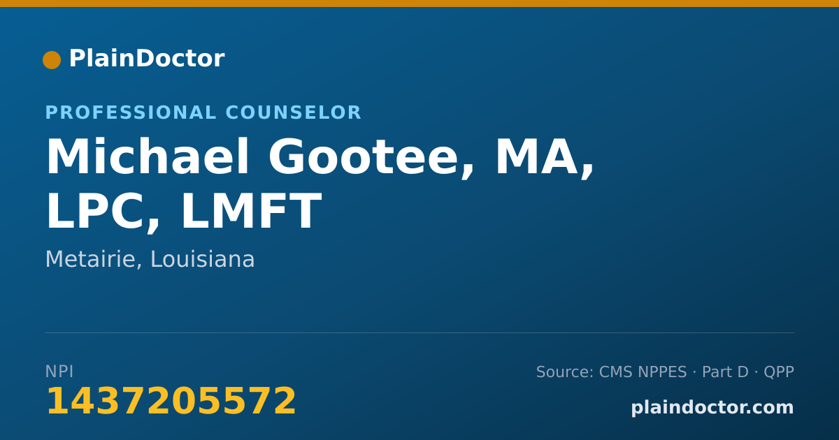 Shareable card for Michael Gootee, MA, LPC, LMFT - Marriage & Family Therapist, Metairie, LA
