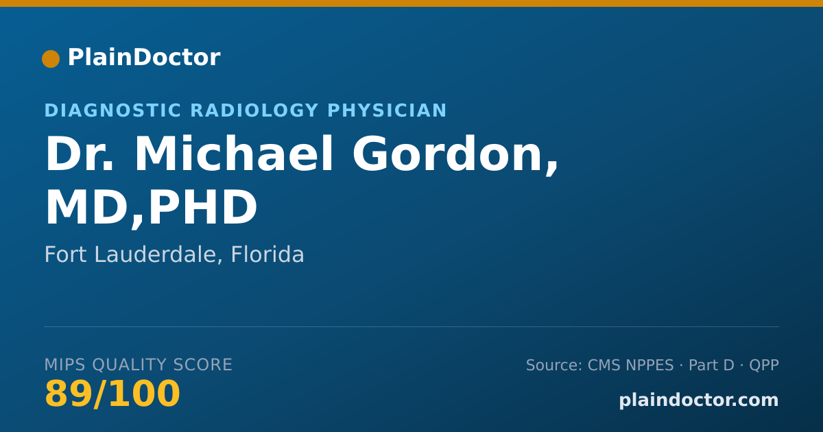Shareable card for Michael Gordon, MD,PHD - Diagnostic Radiology Physician, Fort Lauderdale, FL