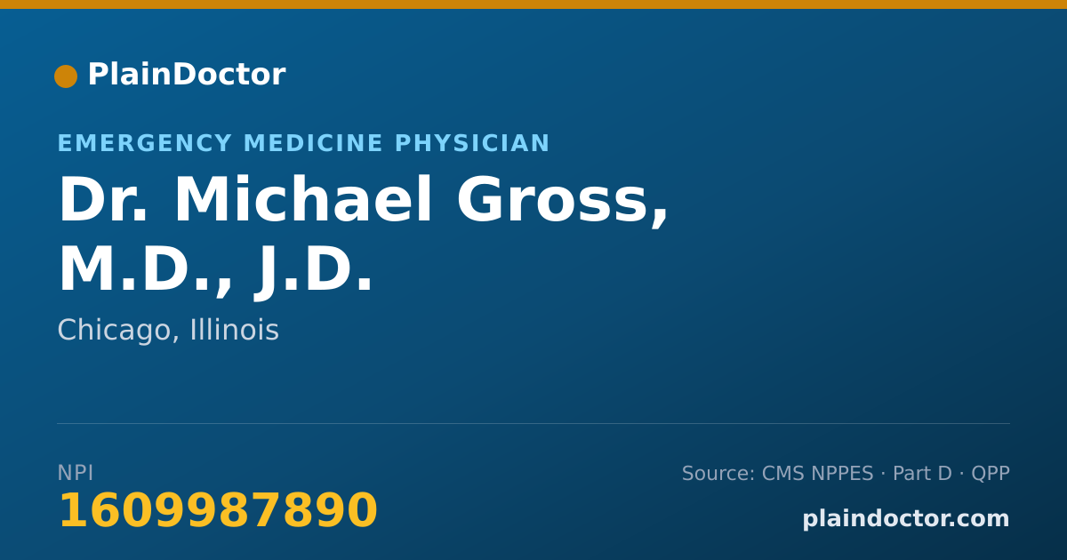 Shareable card for Michael Gross, M.D., J.D. - Emergency Medicine Physician, Chicago, IL