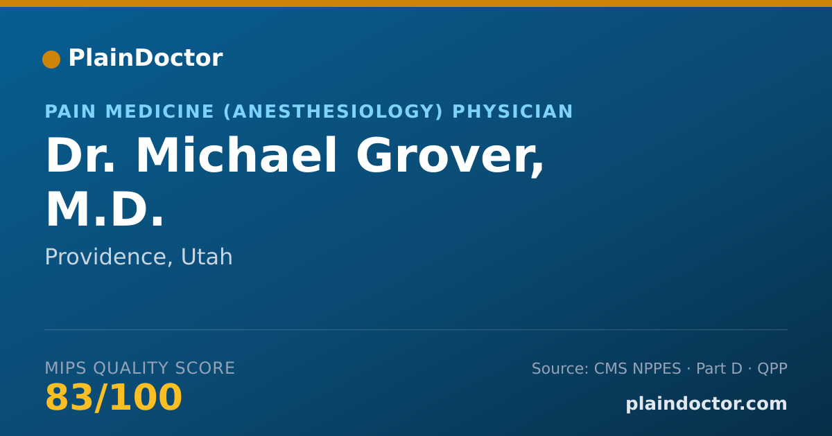 Shareable card for Michael Grover, M.D. - Pain Medicine (Anesthesiology) Physician, Providence, UT
