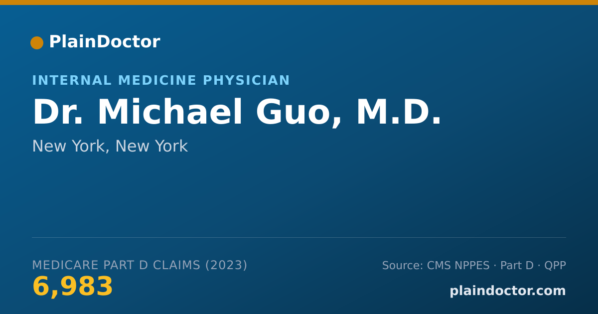 Shareable card for Michael Guo, M.D. - Internal Medicine Physician, New York, NY