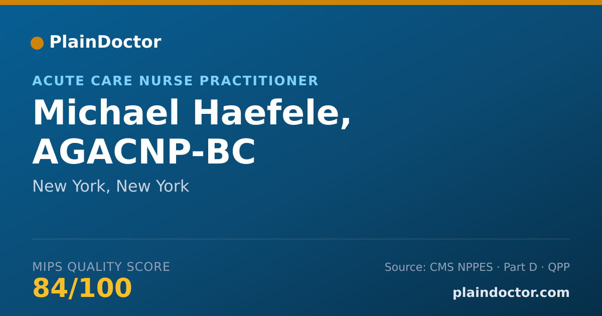 Shareable card for Michael Haefele, AGACNP-BC - Acute Care Nurse Practitioner, New York, NY