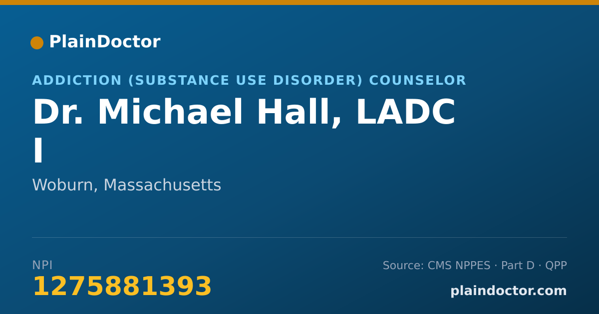 Shareable card for Michael Hall, LADC I - Addiction (Substance Use Disorder) Counselor, Woburn, MA