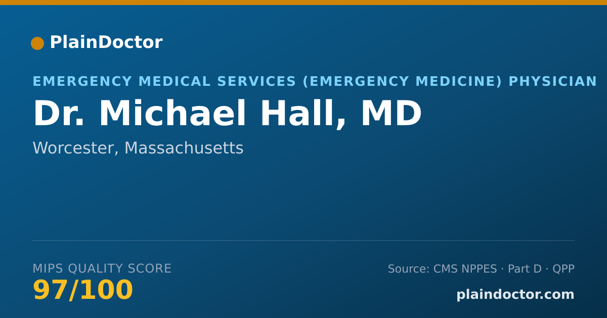 Shareable card for Michael Hall, MD - Emergency Medical Services (Emergency Medicine) Physician, Worcester, MA