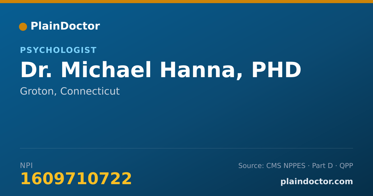 Shareable card for Michael Hanna, PHD - Psychologist, Groton, CT