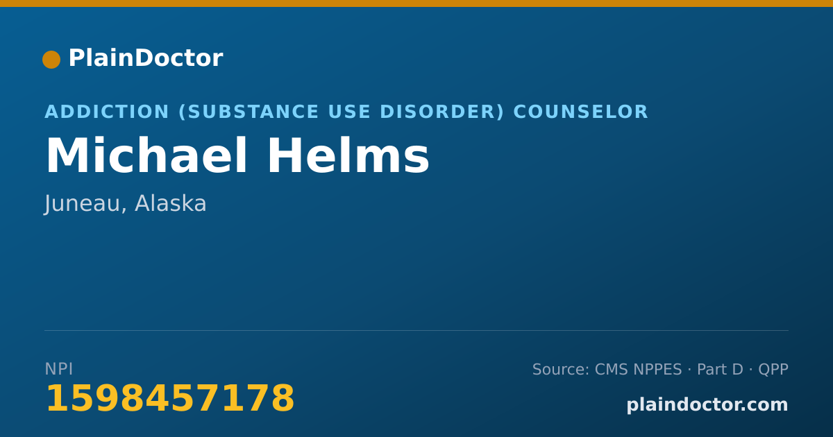 Shareable card for Michael Helms - Addiction (Substance Use Disorder) Counselor, Juneau, AK