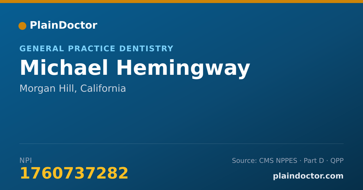 Shareable card for Michael Hemingway - General Practice Dentistry, Morgan Hill, CA