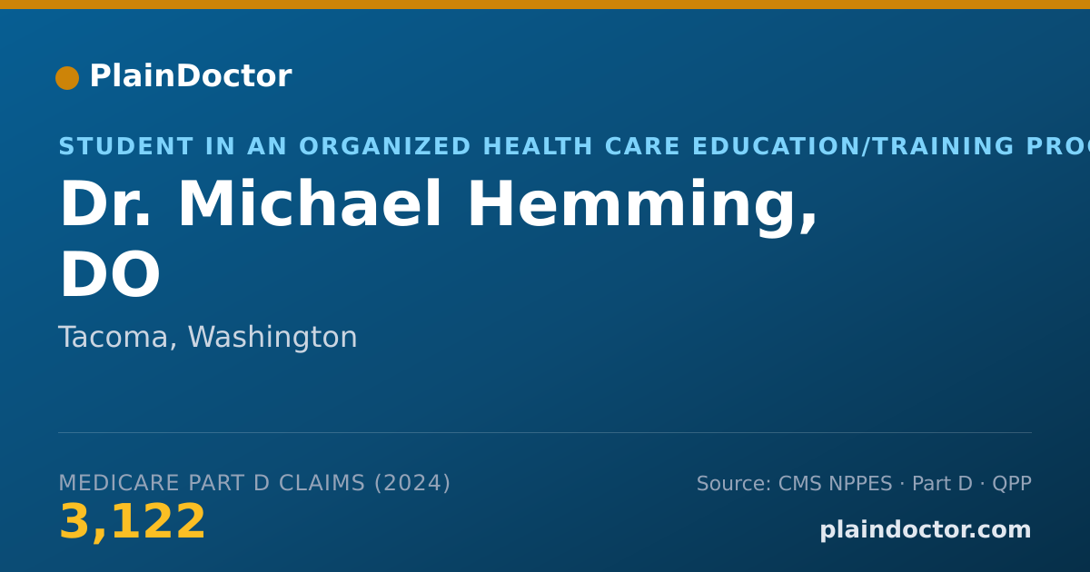 Shareable card for Michael Hemming, DO - Student in an Organized Health Care Education/Training Program, Tacoma, WA