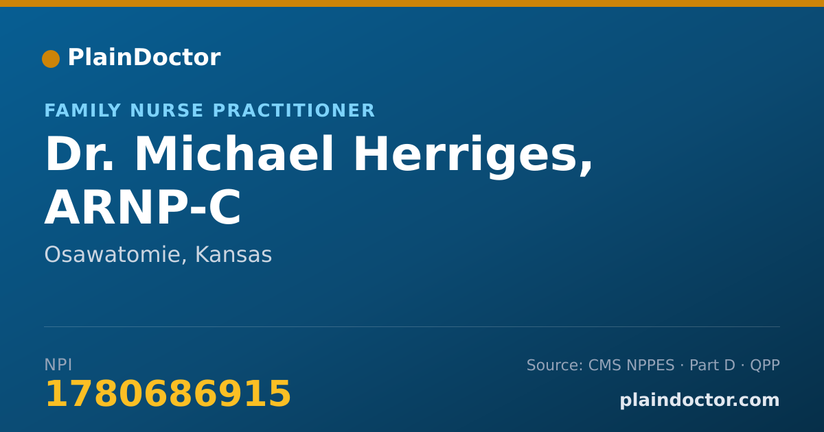 Shareable card for Michael Herriges, ARNP-C - Family Nurse Practitioner, Osawatomie, KS