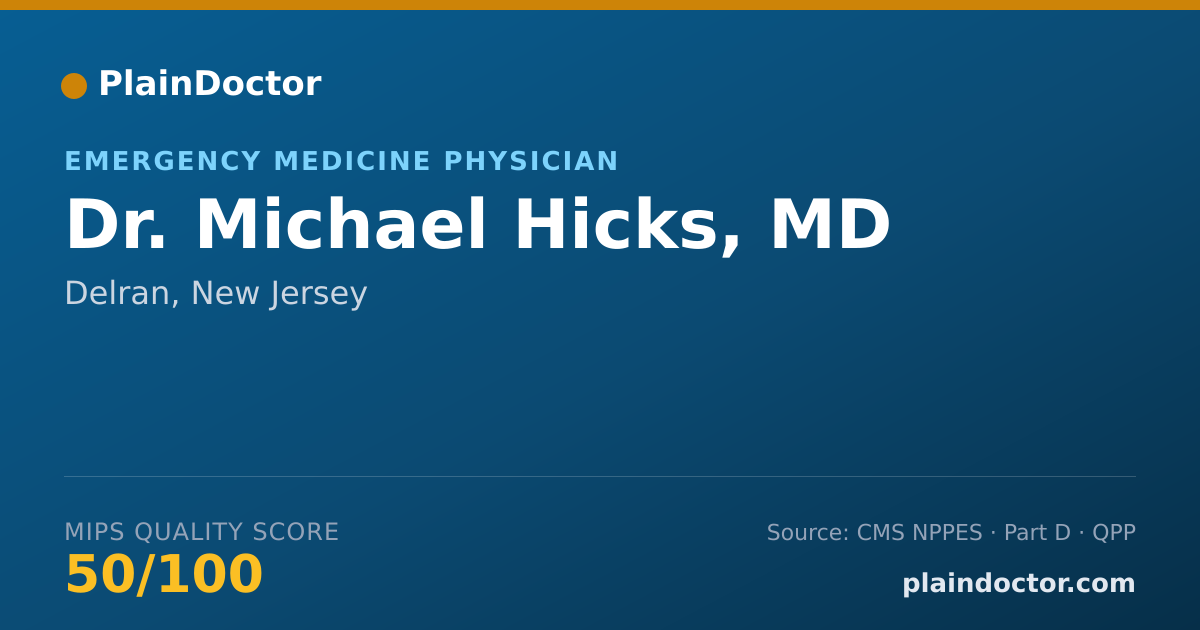 Shareable card for Michael Hicks, MD - Emergency Medicine Physician, Delran, NJ