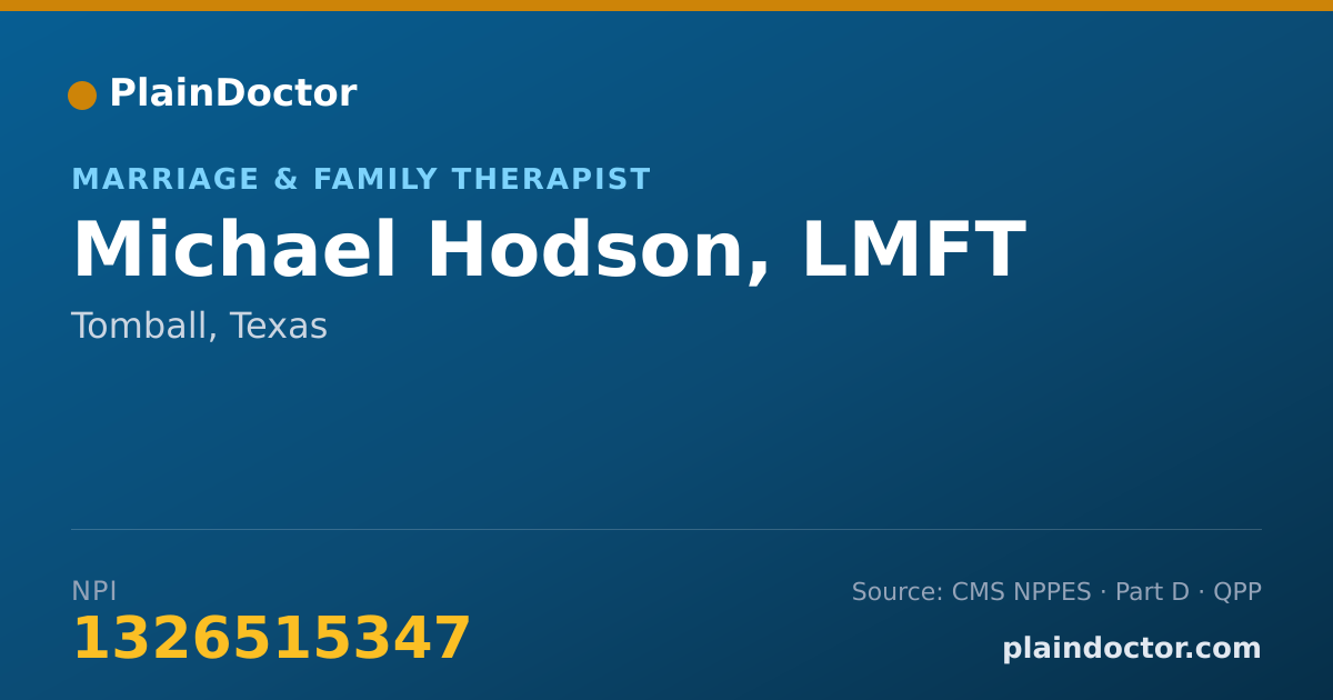 Shareable card for Michael Hodson, LMFT - Marriage & Family Therapist, Tomball, TX