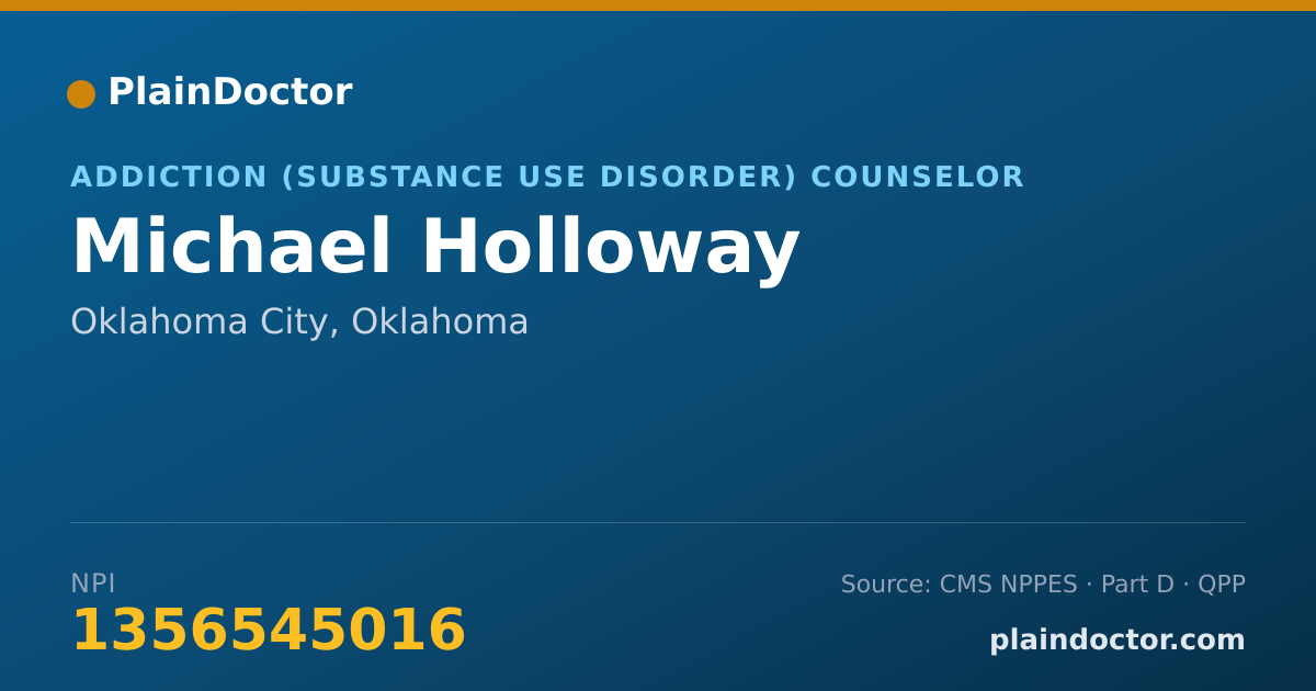 Shareable card for Michael Holloway - Addiction (Substance Use Disorder) Counselor, Oklahoma City, OK