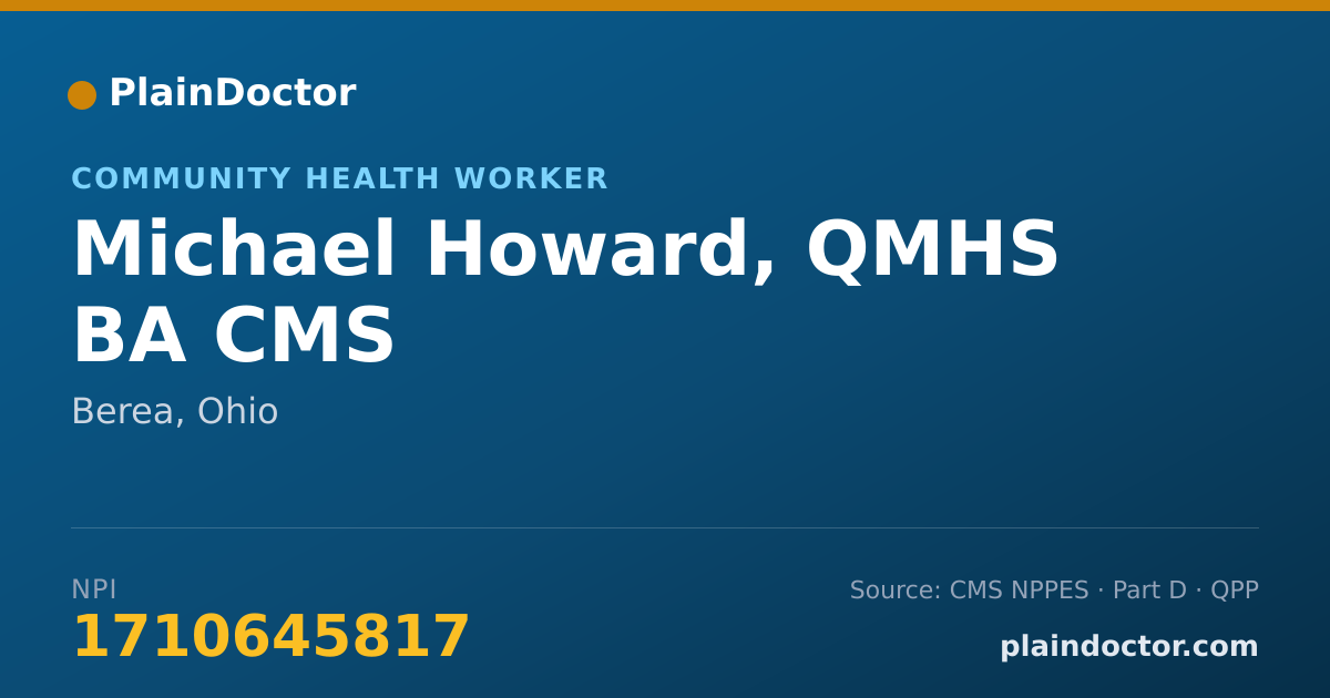 Shareable card for Michael Howard, QMHS BA CMS - Case Manager/Care Coordinator, Berea, OH