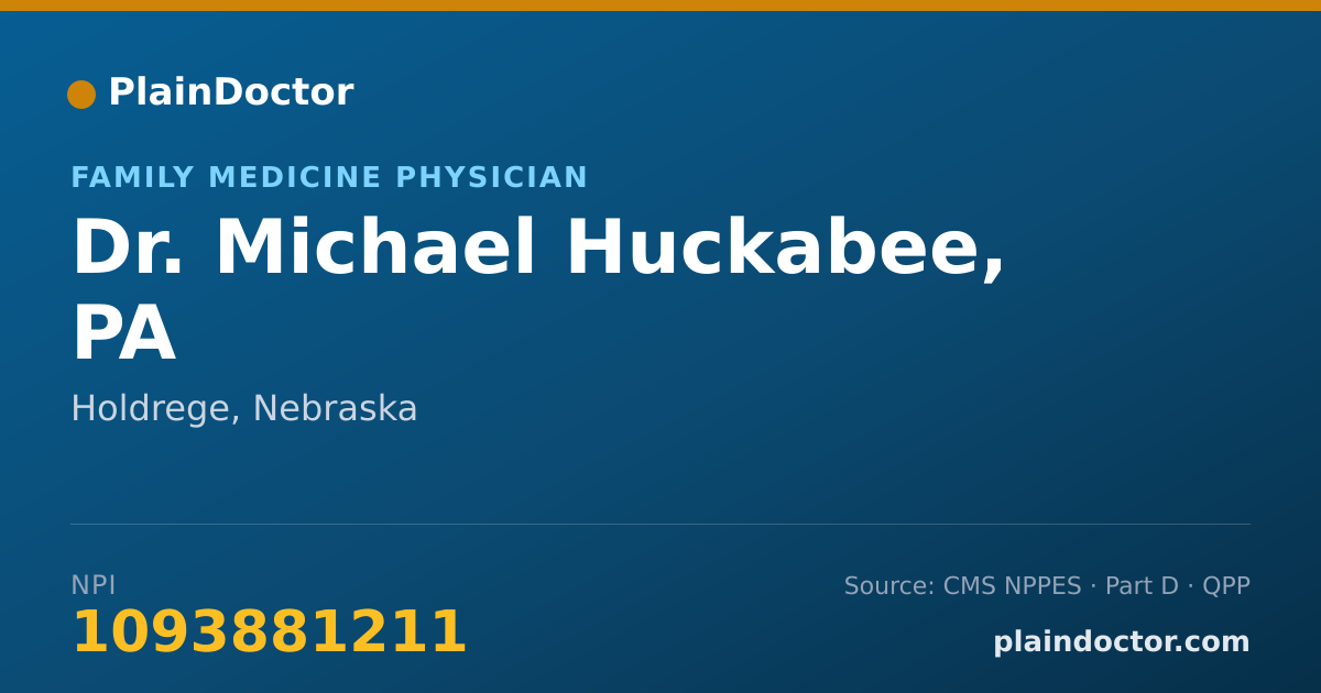Shareable card for Michael Huckabee, PA - Family Medicine Physician, Holdrege, NE