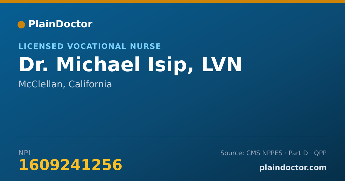 Shareable card for Michael Isip, LVN - Licensed Vocational Nurse, McClellan, CA