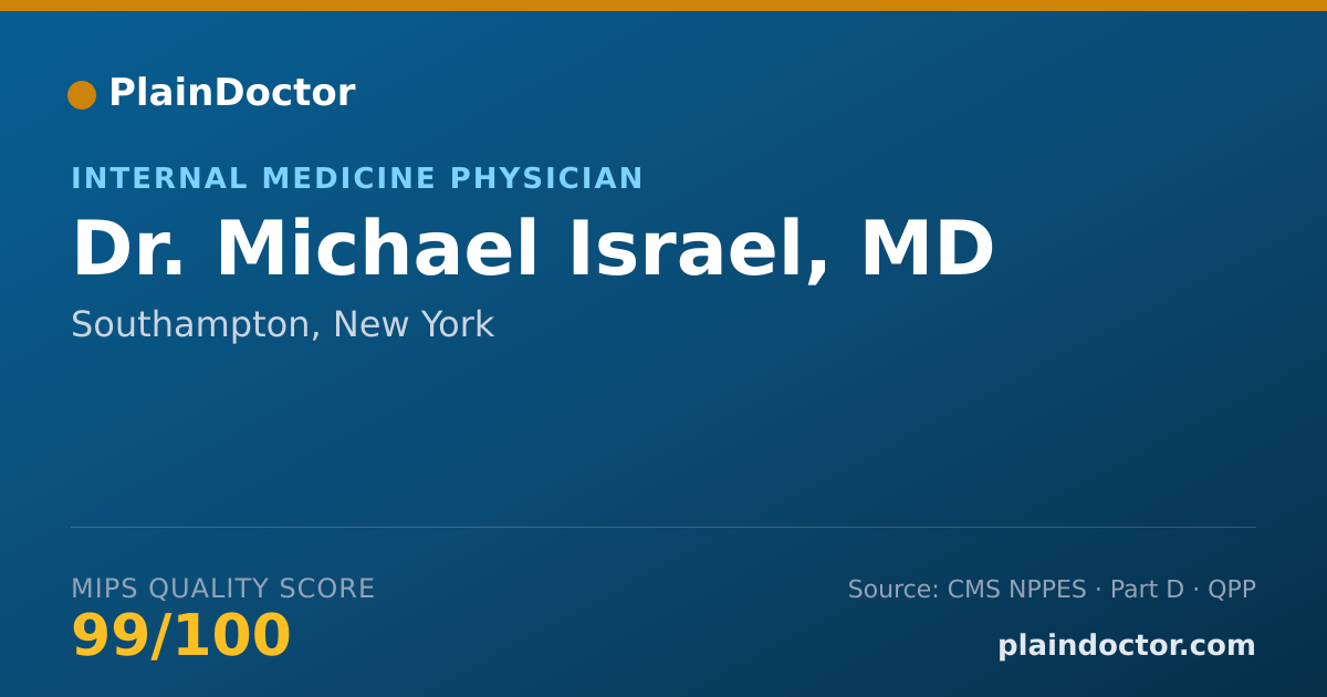 Shareable card for Michael Israel, MD - Internal Medicine Physician, Southampton, NY