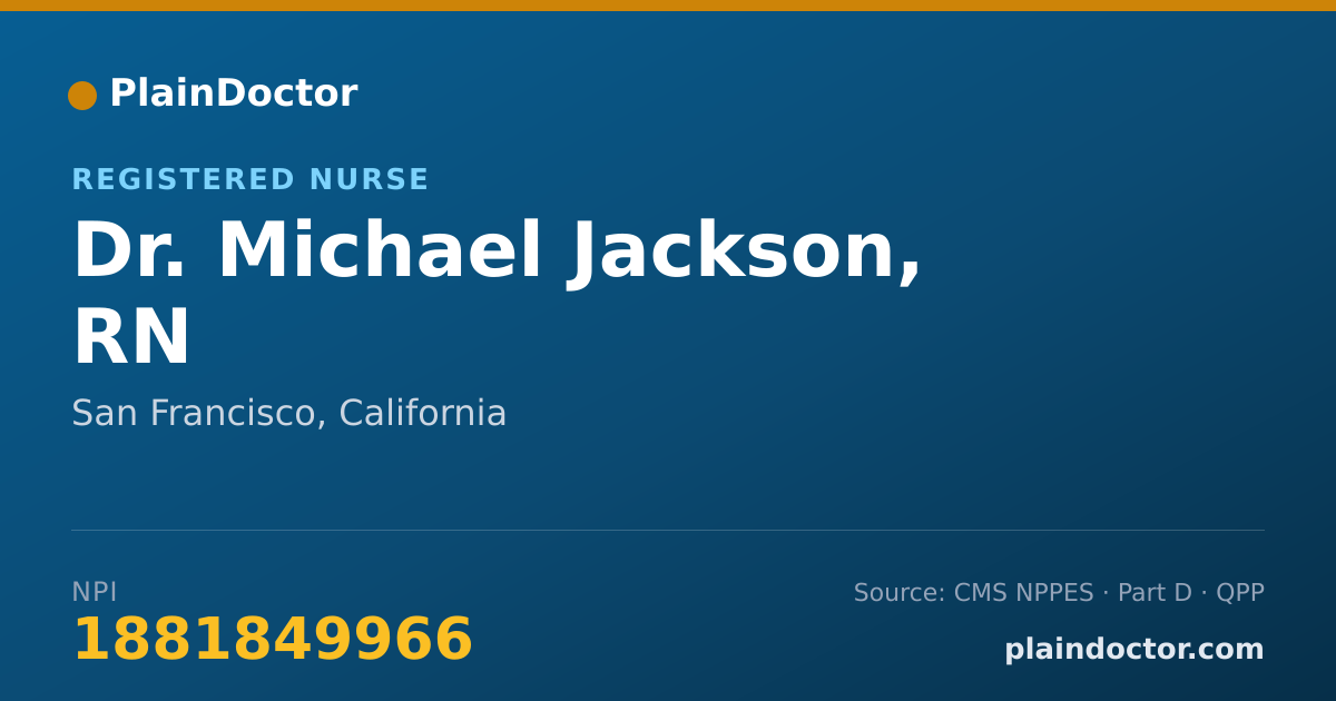 Shareable card for Michael Jackson, RN - Registered Nurse, San Francisco, CA