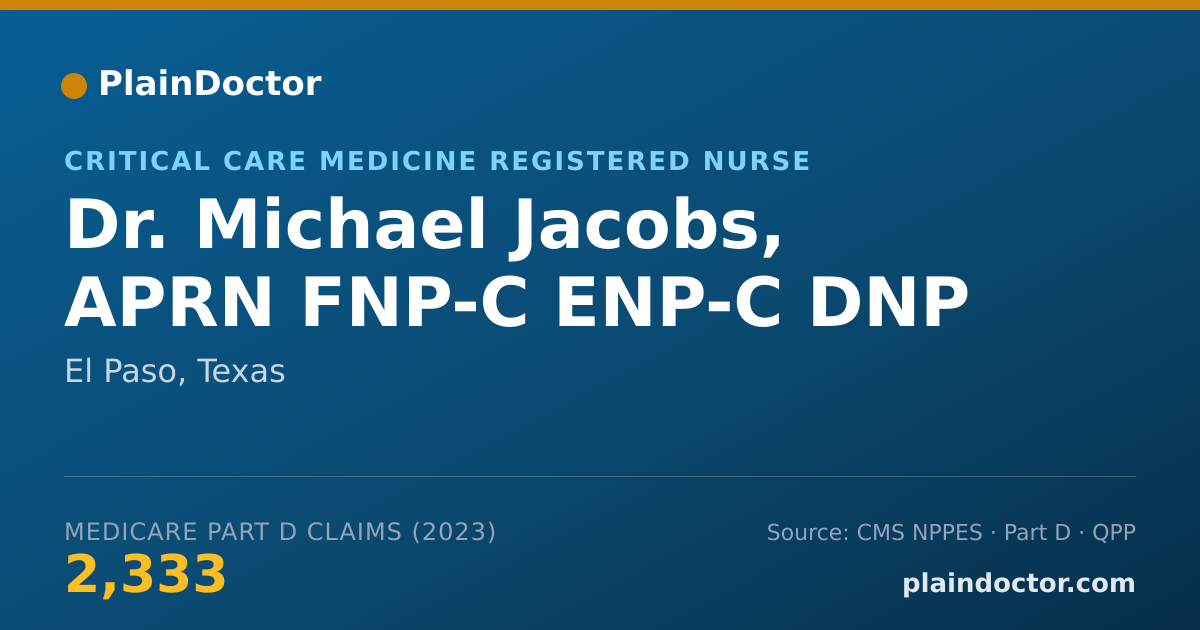 Shareable card for Michael Jacobs, APRN FNP-C ENP-C DNP - Critical Care Medicine Registered Nurse, El Paso, TX