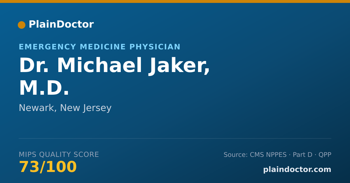 Shareable card for Michael Jaker, M.D. - Emergency Medicine Physician, Newark, NJ