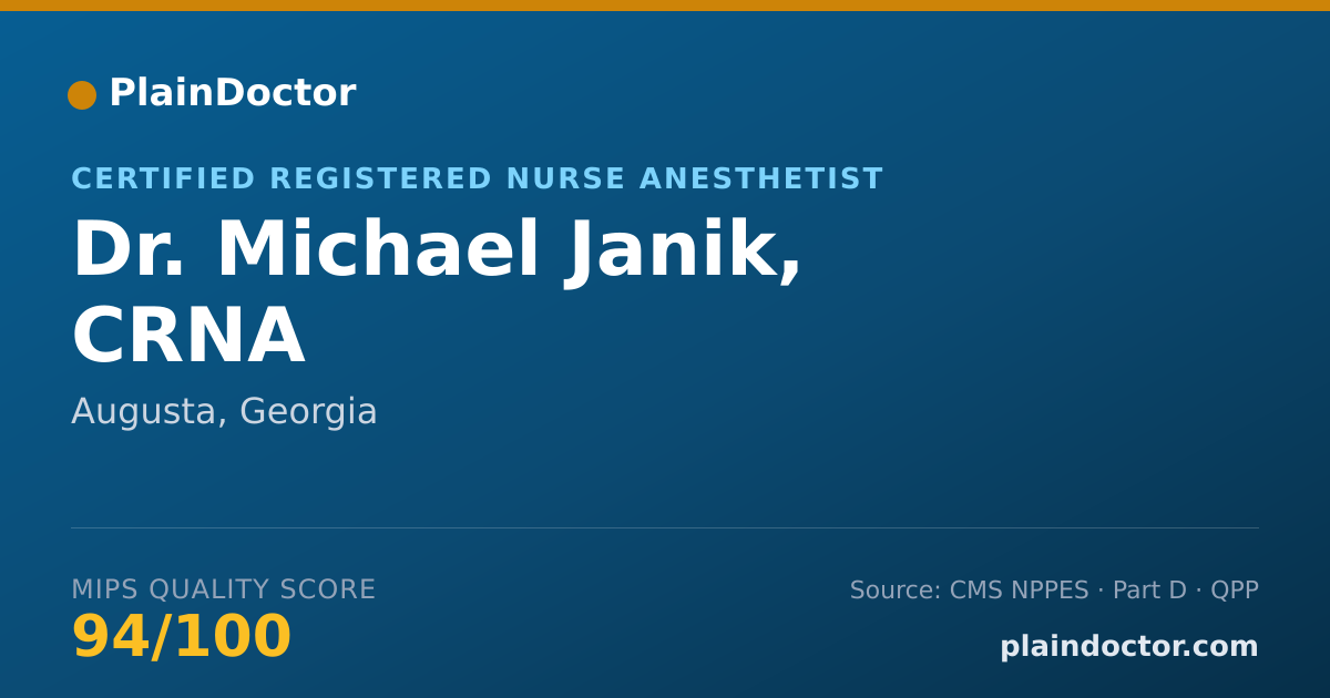 Shareable card for Michael Janik, CRNA - Certified Registered Nurse Anesthetist, Augusta, GA