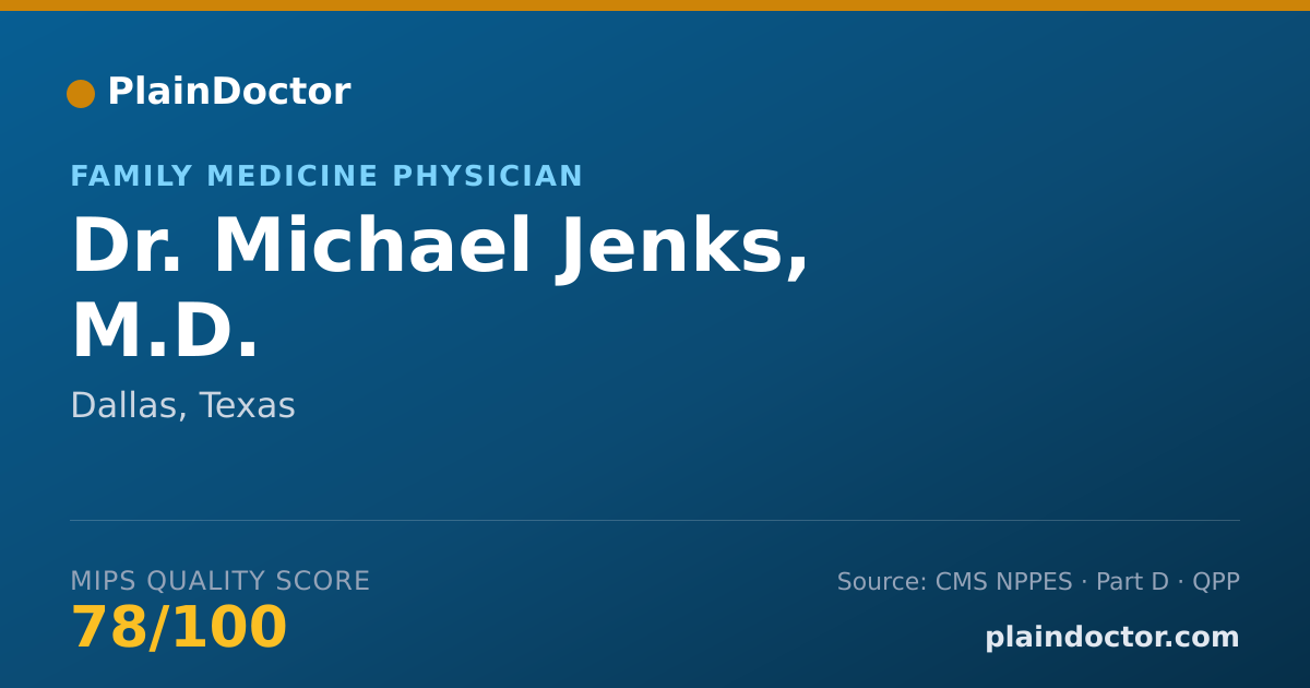 Shareable card for Michael Jenks, M.D. - Family Medicine Physician, Dallas, TX