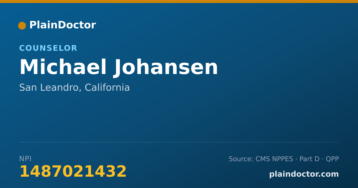 Shareable card for Michael Johansen - Counselor, San Leandro, CA