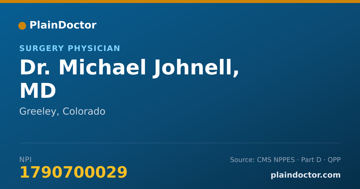 Shareable card for Michael Johnell, MD - Surgery Physician, Greeley, CO