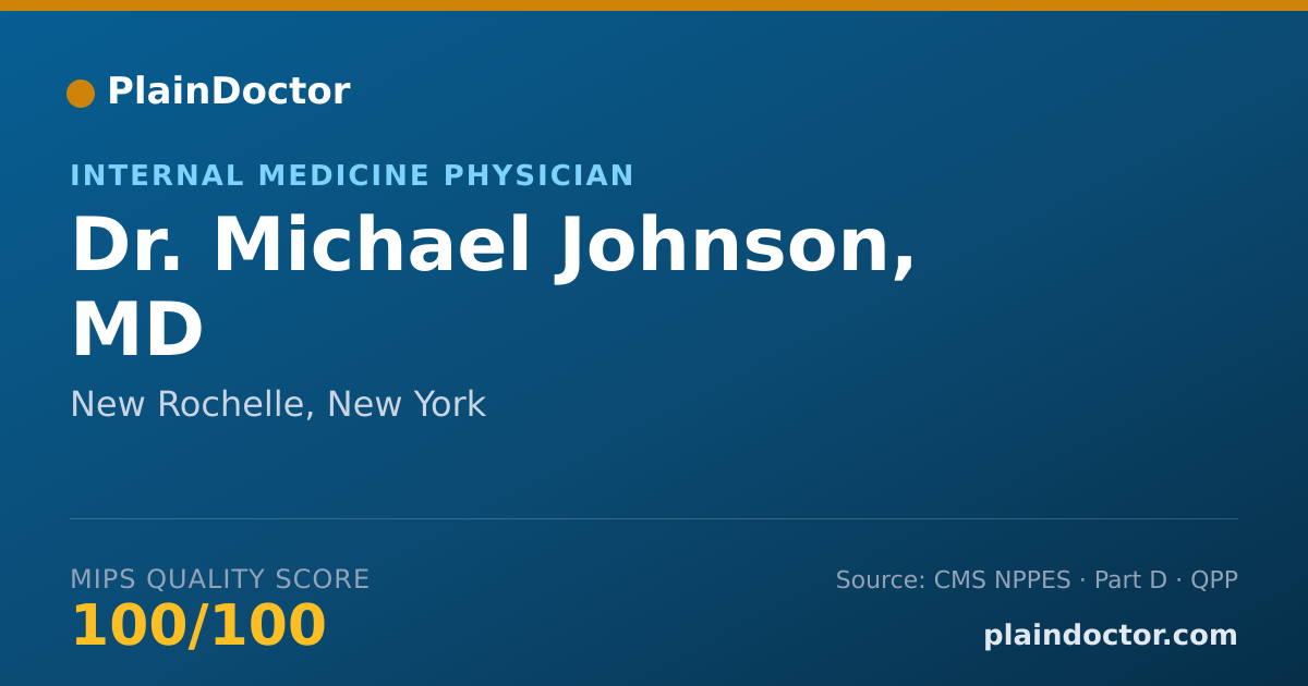 Shareable card for Michael Johnson, MD - Internal Medicine Physician, New Rochelle, NY
