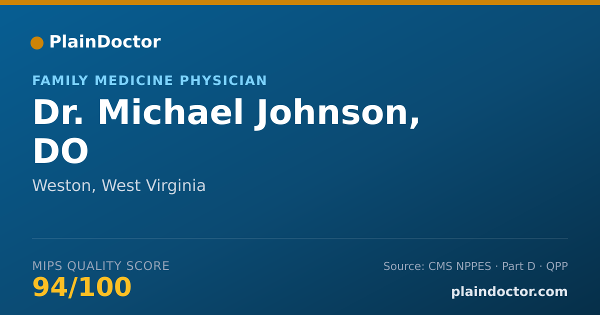 Shareable card for Michael Johnson, DO - Family Medicine Physician, Weston, WV