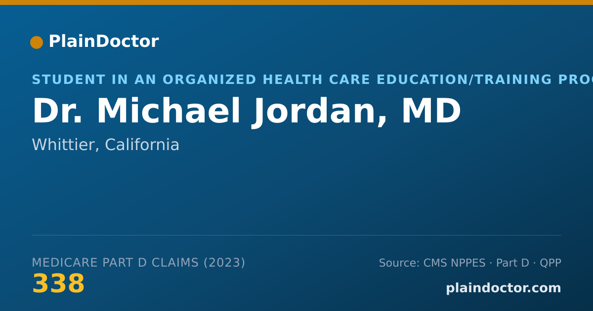 Shareable card for Michael Jordan, MD - Student in an Organized Health Care Education/Training Program, Whittier, CA
