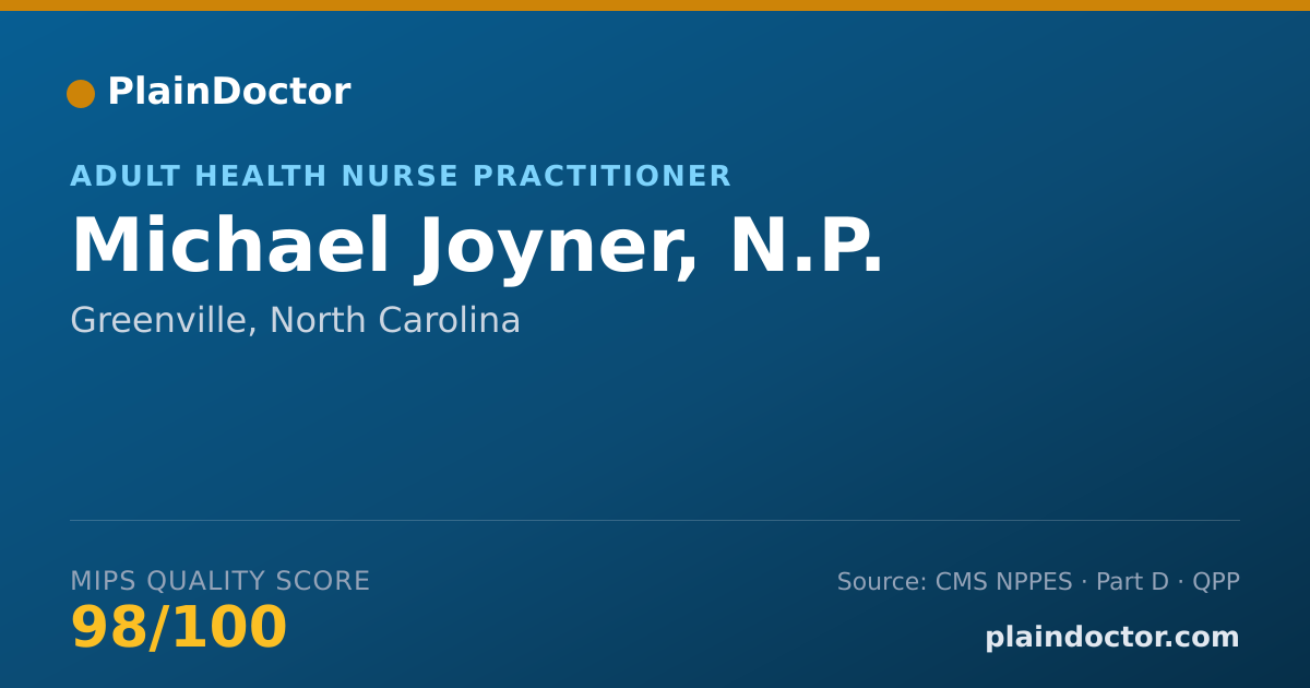 Shareable card for Michael Joyner, N.P. - Adult Health Nurse Practitioner, Greenville, NC