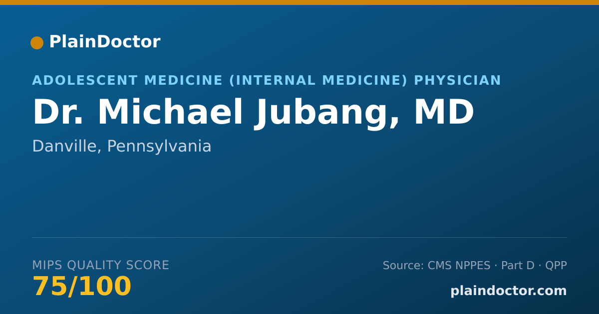 Shareable card for Michael Jubang, MD - Adolescent Medicine (Internal Medicine) Physician, Danville, PA