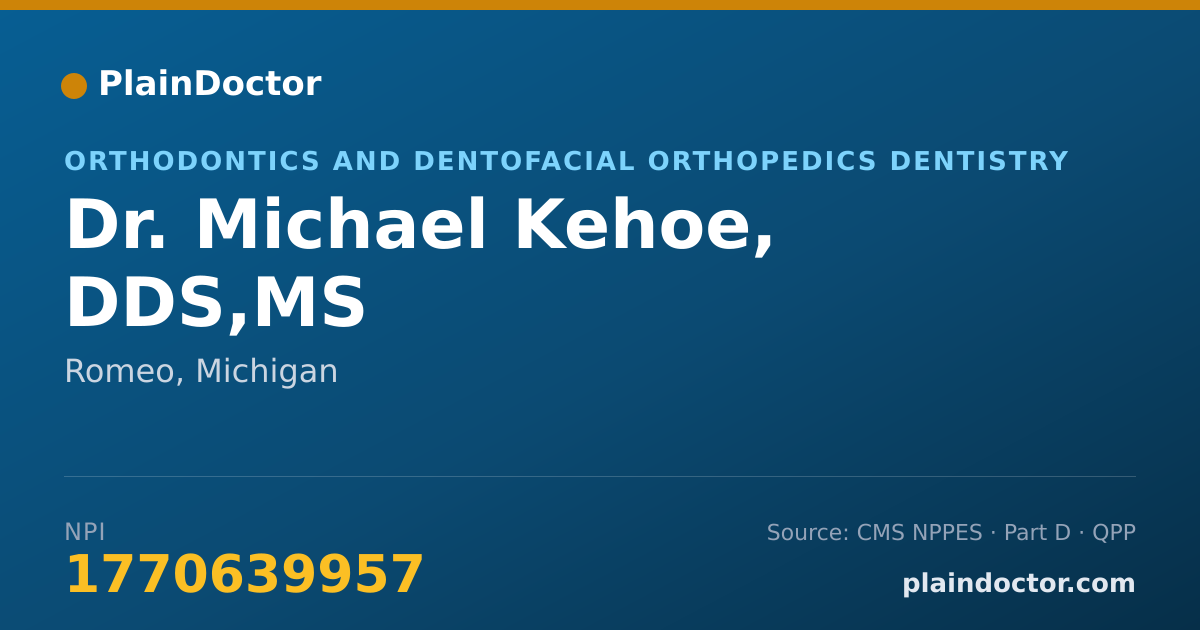 Shareable card for Michael Kehoe, DDS,MS - Orthodontics and Dentofacial Orthopedics Dentistry, Romeo, MI