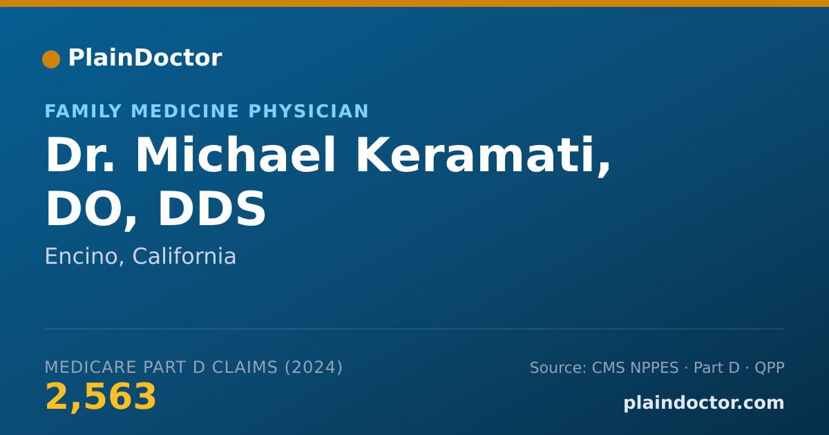 Shareable card for Michael Keramati, DO, DDS - Family Medicine Physician, Encino, CA