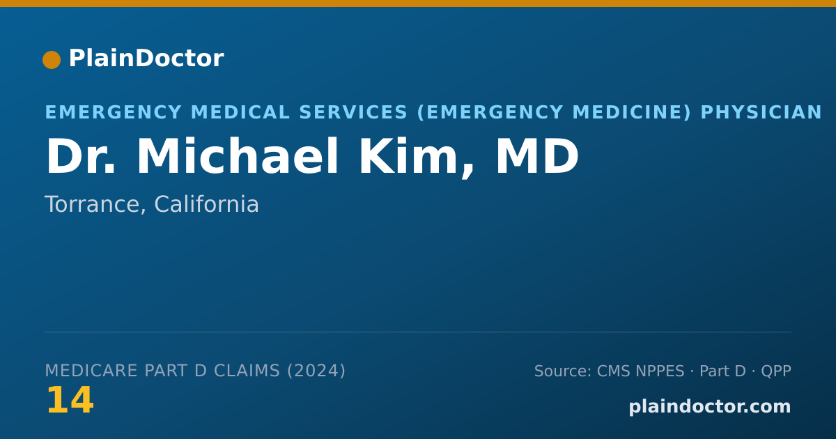 Shareable card for Michael Kim, MD - Emergency Medical Services (Emergency Medicine) Physician, Torrance, CA